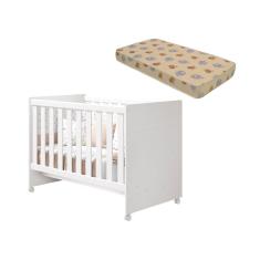 Berço Americano  Katatau Flex 3 em 1 Branco Brilho com Colchão - Reller
