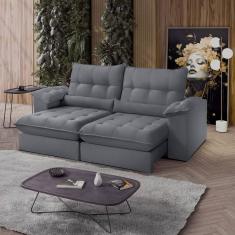 Sofá Retrátil Reclinável Molas Ensacadas Chicago 270 Cm Cinza