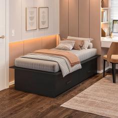 Cama Box Solteiro Adulto com 2 Gavetas Deva Yescasa Preto