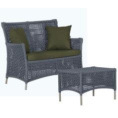 1 Sofá Área e Mesa Igapó Alumínio Pintura Fendi Corda Náutica Estofado