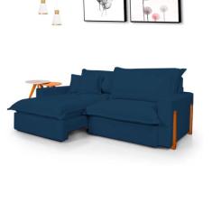 Sofá Retrátil Reclinável Zeus com Molas Ensacadas no Assento Tecido Az