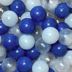 Kit 50 Bolinhas de Piscina 3 Cores C/ Branco Transparente - Diogo Toys