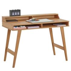 Mesa Escrivaninha Retro Madeira 4 Nichos 1 Prateleira Luna