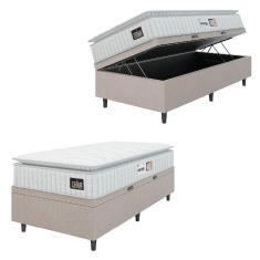 Cama Box Baú Colchão Solteiro Espuma D33 Vangogh 88x70cm Branco/bege Hellen Bege