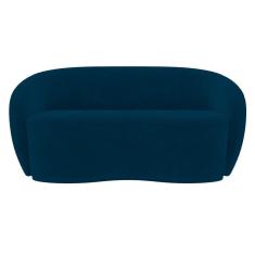 Sofá 3 Lugares Living Orgânico Sala De Estar 180cm Garbin K04 Veludo Azul Marinho - Mpozenato