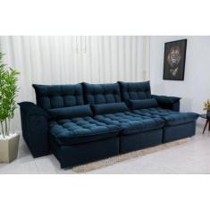 Sofá Retrátil e Reclinável Ipanema 2,10m em Tecido Veludão C/ 03 Módulos - Montagem Inclusa