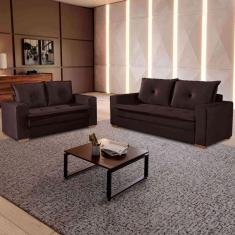 Conjunto De Sofás De 02 E 03 Lugares Unique - Tudo De Móveis Marrom