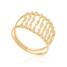 Anel Rommanel Banhado Ouro Vazado Com Filetes Torcidos 511045, 14
