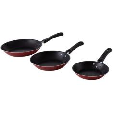 Jogo de frigideiras antiaderente Tramontina 03 peças Vermelho, Vermelh