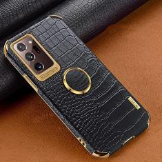 Capa de telefone com textura de crocodilo para Samsung Galaxy Note 20 Ultra S21 S20 S10 Plus A72 A52 A51 A71 A50 A70 Capa de suporte magnético, Suporte magnético preto, Para Galaxy A72