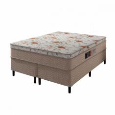 Cama Box Queen ( Box + Colchão ) Orthopedic De Espuma D45 Portobel 158x198x53cm Bege Com Branco