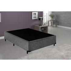 Base Box Casal Suede Cinza 38x138x188 - Fabrica de Tudo