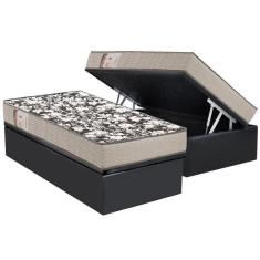 Conjunto Box Baú Solteiro: Colchão Espuma Ortobom D26 Physical Ultra Resistente + Base CRC Suede Gray(88x188)