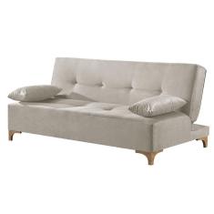 Sofá Cama 2 Lugares Living M-143 Veludo Martins Creme