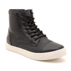 Tênis Feminino Cano Alto Couro Fechamento Cadarço Casual