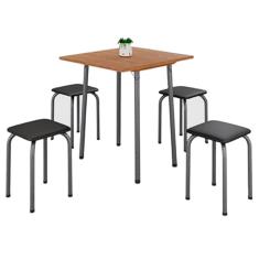 Mesa Dobrável Luana com 4 Banquetas Imop Cor Cinamomo Martelado Prata