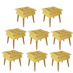 Kit 08 Puff Puf Banqueta Opala Para Quarto Sala Recepção Suede Amarelo