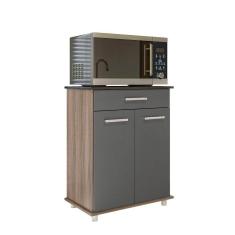 Balcão Multiuso Isis Duplo Carvalho Nature Chumbo Nicioli Carvalho Nature Chumbo