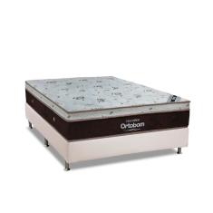 Cama Box Casal: Colchão Molas Ortobom Superpocket Sleep King + Box Suede White(138X188)