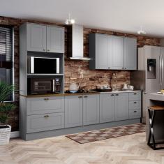 Cozinha Completa 9 Portas 5 Gavetas Emily Cinza-nature