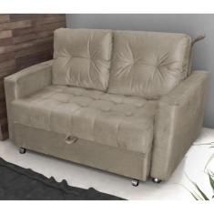 Sofá Cama 2 Lugares Duleek Veludo Capuccino - CASA H