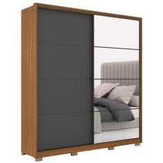 Guarda Roupa Casal Com Pés 2 Portas 1 Com Espelho 3 Gavetas Belga D02 Amendola/Grafito - Mpozenato