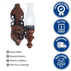 Arandela Muller Rústica Envelhecida 1 Lâmpada 700E