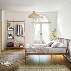 Conjunto Cama Casal e Arara de Roupas em Aço Begônia CabeCasa MadeiraMadeira Cobre