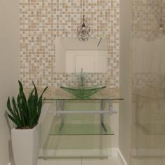 Gabinete De Vidro 60Cm Ac Com Cuba Quadrada - Incolor