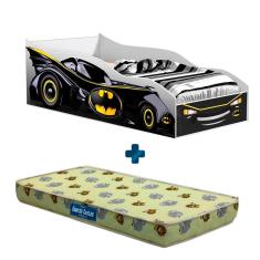 Cama Carro Batman Infantil Preto Gabrielli Móveis Com Colchão Probel