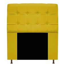 Cabeceira Estofada Mel 90 cm Solteiro Com Botonê Suede Amarelo - ADJ Decor