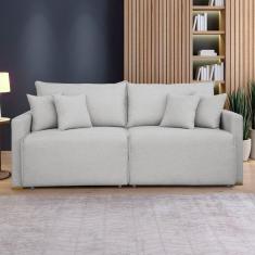 Sofá Cama Retrátil e Reclinável 220cm Júlia Linho/Gelo