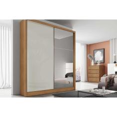 Guarda Roupa Solteiro 2 Portas De Correr E 3 Gavetas C/espelho Thor Plus Freijo Cumaru C/ Fendi - Novo Horizonte