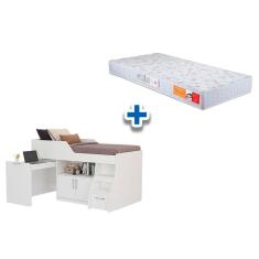 Colchão Pérola Polar + Cama Multifunção Bianca II Branco