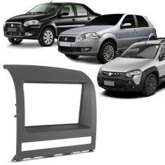 Moldura Painel 2 Din Dvd Palio Strada Siena 2005 à 2011 Cinza Kiron - 