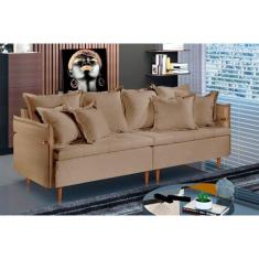 Sofá Fixo Atlas 4 Lugares Luxo 220cm Castellar Móbile, Bege