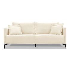 Sofá 3 Lugares Lazio Linho Pérola 220 cm - Spezzia Decor