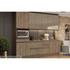 Cozinha Modulada Kappesberg Maxxi 7 Peças (2 Armários + 2 Balcões + 1 Paneleiro + 2 Complementos) C7P07 Nogal