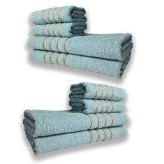 2 Jogos De 4 Toalhas 4 Banho 4 Rosto Montreal 100% Algodão Verde Claro