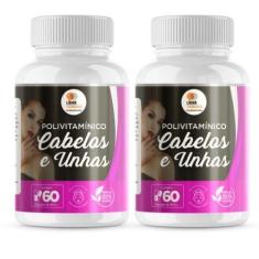 Polivitamínico Cabelos E Unhas 500Mg 60 Cáps Kit Com 2 Potes - FLORA V