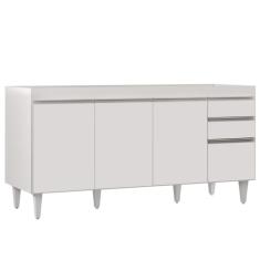 Balcão Gabinete 160cm Sem Tampo 4 Portas 2 Gavetas Arkansas Branco Lumil Móveis