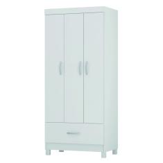 Guarda Roupas Solteiro 3 Portas 1 Gaveta Branco Prince Demóbile