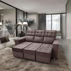 Sofá Retrátil e Reclinável 3 lugares Londres 2.10cm C/Molas - Suede - 