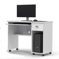 Mesa Para Computador Office Vicenza Lukaliam Branco Brilho