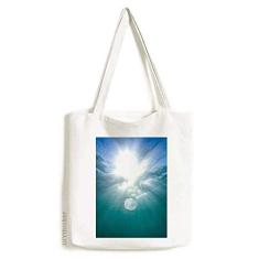 Bolsa de lona com imagem da natureza da ciência da água do oceano, bolsa de compras casual