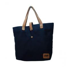 Bolsa Feminina De Lona E Couro Zup Preto