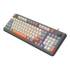 predolo Teclado para jogos RGB, teclado USB com fio 94 teclas Teclas multimídia minimalistas com botão de volume Teclado de escritório com fio para desktop, branco