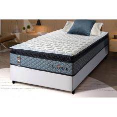 Conjunto Cama Box Espuma Chicago Cinza Solteiro 88x188x57