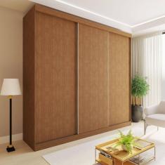 Guarda-roupa Casal 3 Portas de Correr 4 Gavetas Cronos Carvalho