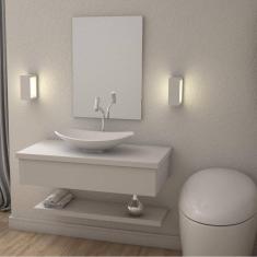 Bancada para Banheiro 80cm com Cuba Canoa L45 e Prateleira 805W Metrópole Compace Branco Chess